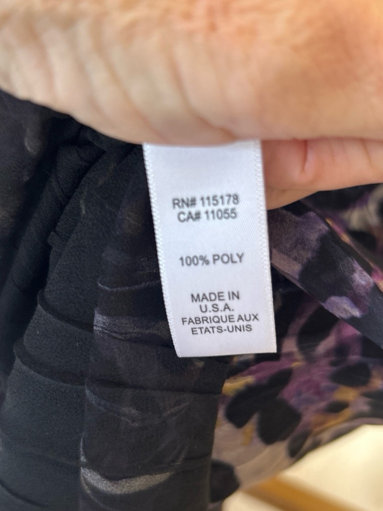 Komarov Black Floral Top With Purple And Golden Accents Luxury High-End Brand.